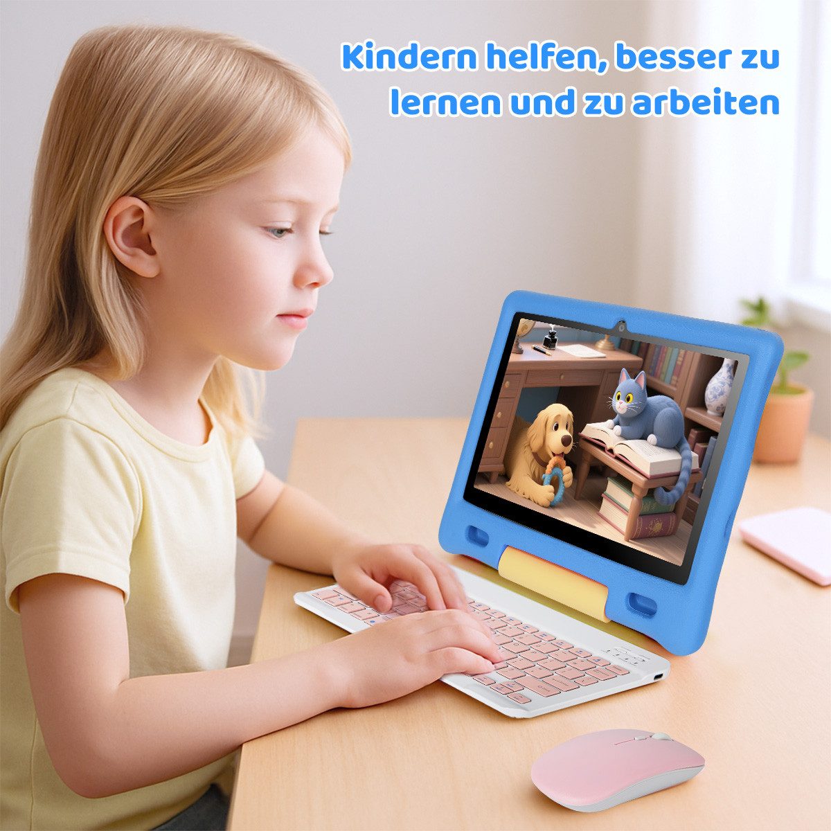 BUFO 10 Zoll 3GB RAM, 128GB, 1280x800 HD Display, Wi-FI 6, 5000mAh, Kinder Tablet (10", 128 GB, Android 15, 5G WiFi, Kinder-Tablet mit Stift/Tastatur/Maus, Elternkontrolle, HD 1280x800)
