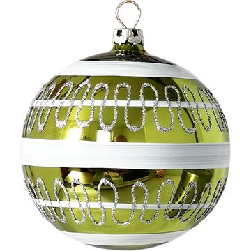 Thüringer Glasdesign Weihnachtsbaumkugel Weihnachtskugel-Set Welle (6 St), mundgeblasen, handbemalt