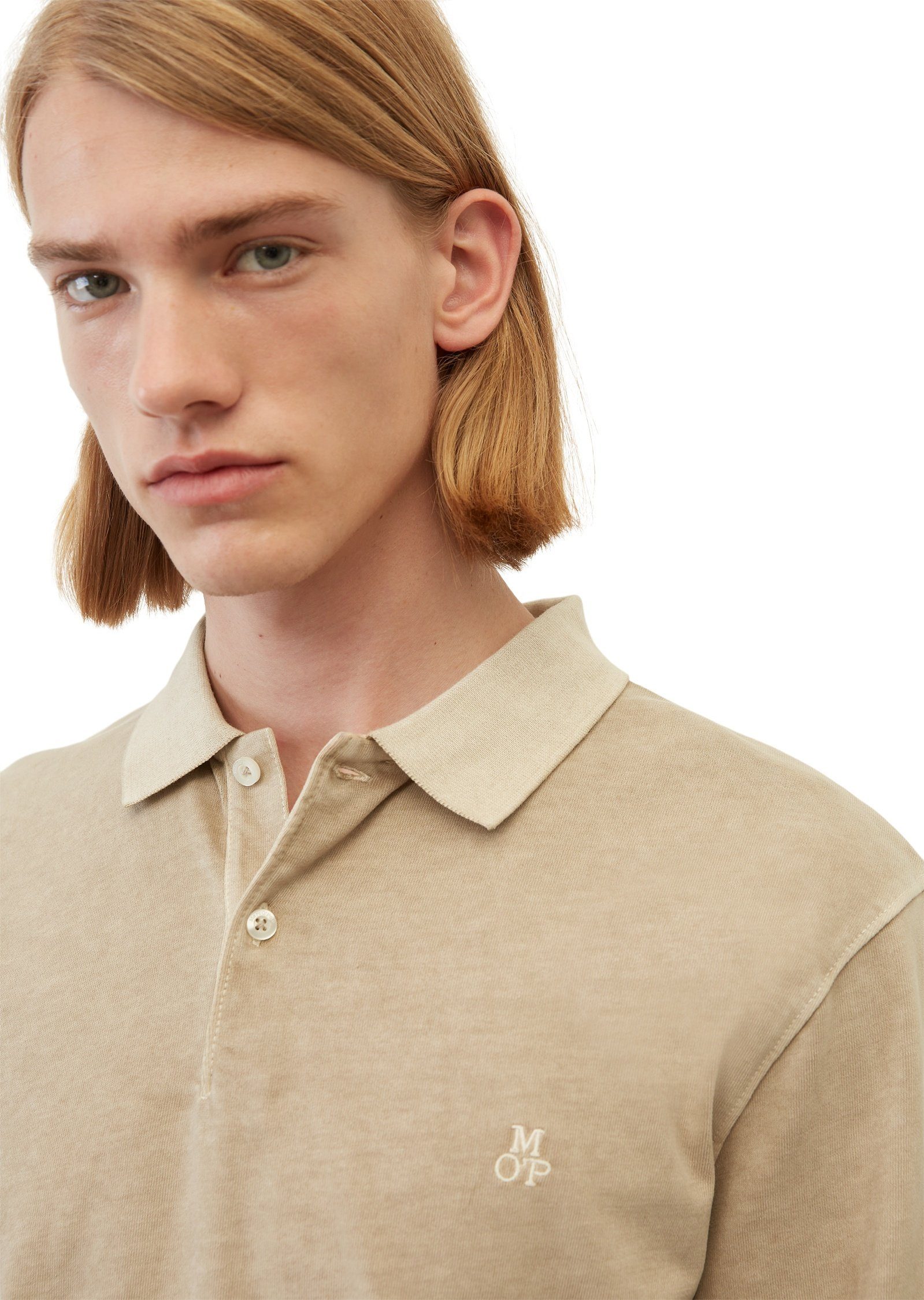 Marc O'Polo braun Soft-Touch-Jersey-Qualität in Langarm-Poloshirt