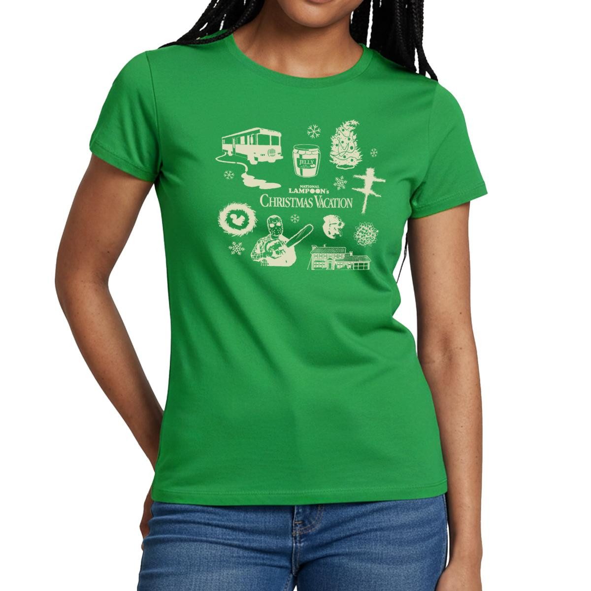 Spreadshirt T-Shirt Schöne Bescherung Symbole Des Films In Beige Frauen T-Shirt (1-tlg) Slim Fit, fällt klein aus
