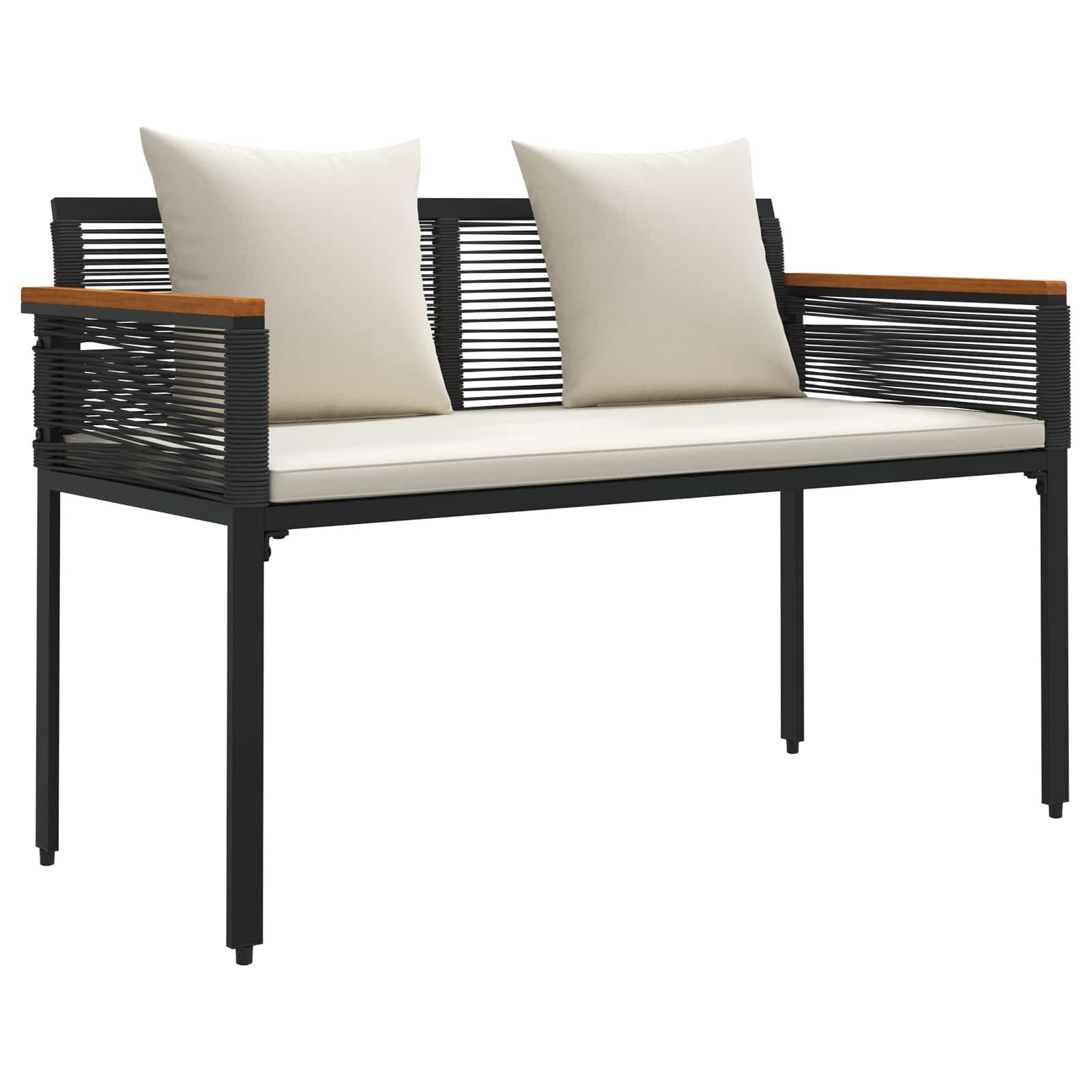 Gartenbank Bank Outdoor Schwarz und Cremeweiß 117 x 54 x 74,5 cm