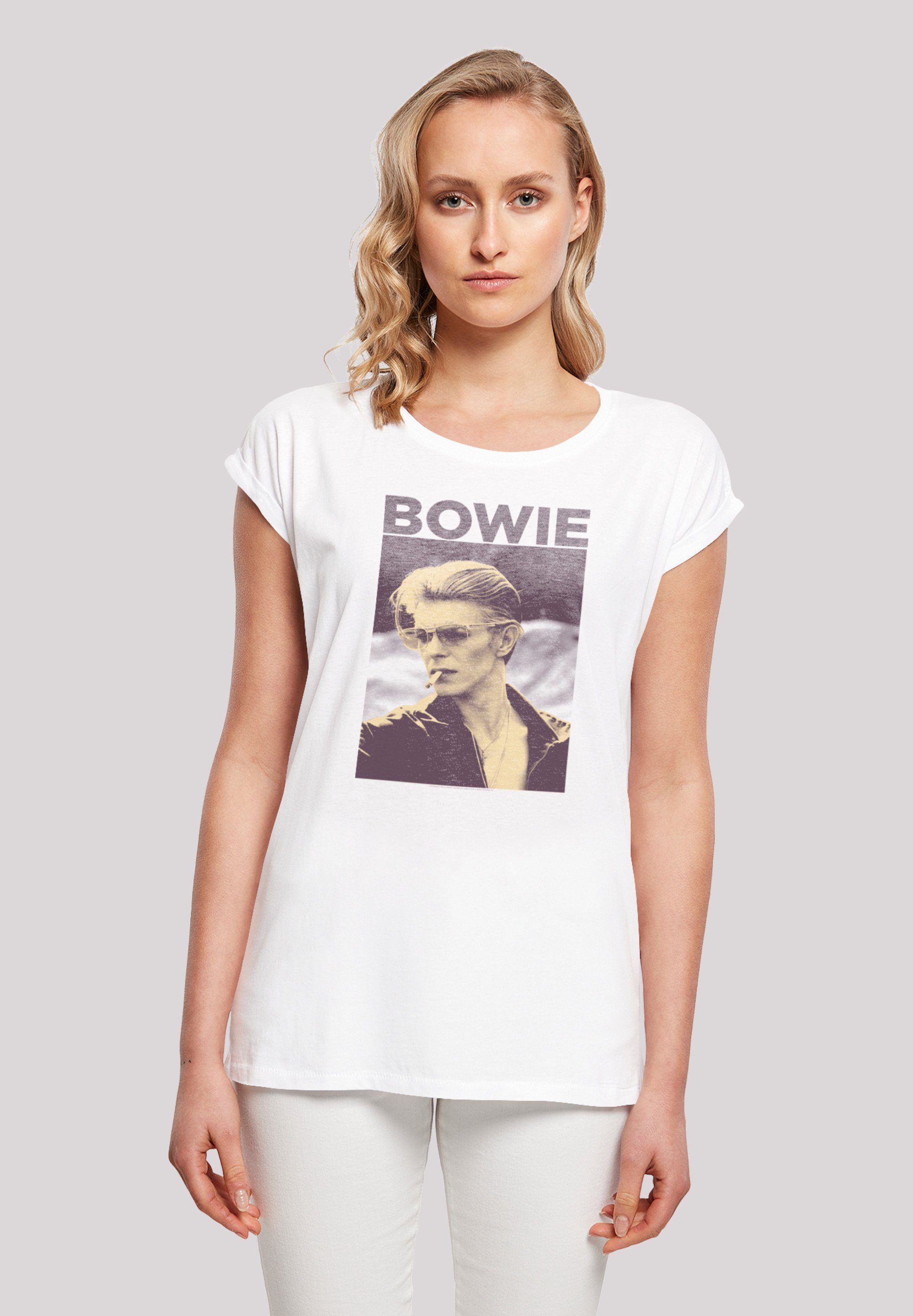 F4NT4STIC T-Shirt David Bowie Smoking Print, Das S cm trägt ist Model Größe Photograph und 170 groß