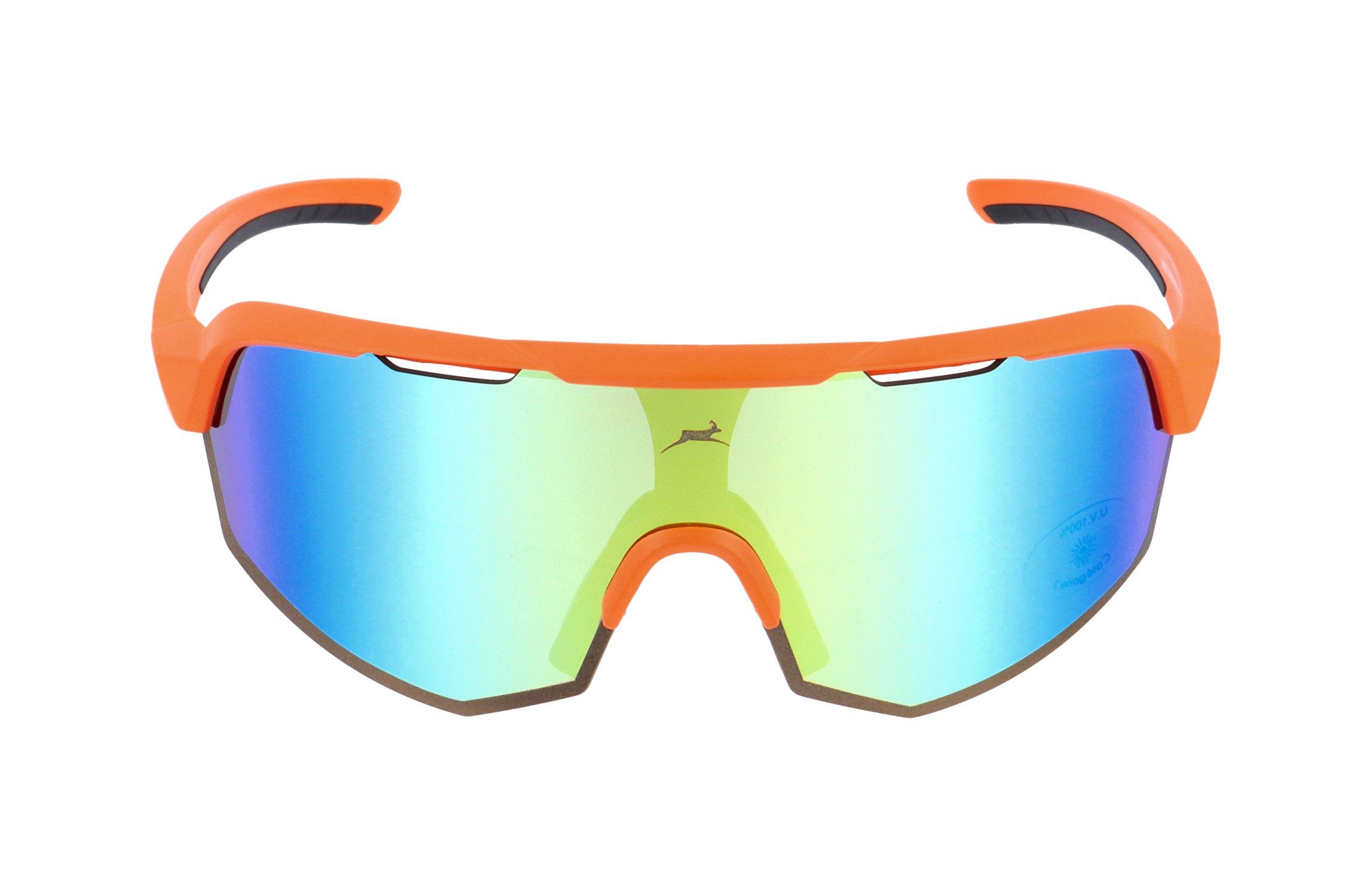 Gamswild Sportbrille UV400 Sonnenbrille Skibrille Fahrradbrille extra große Scheibe Damen, Herren Modell WS7140 in, orange, hellblau, grau