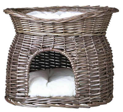TRIXIE Schlafhöhle Trixie Weidenkorb mit Liegedach und Kissen Farbe: Grau