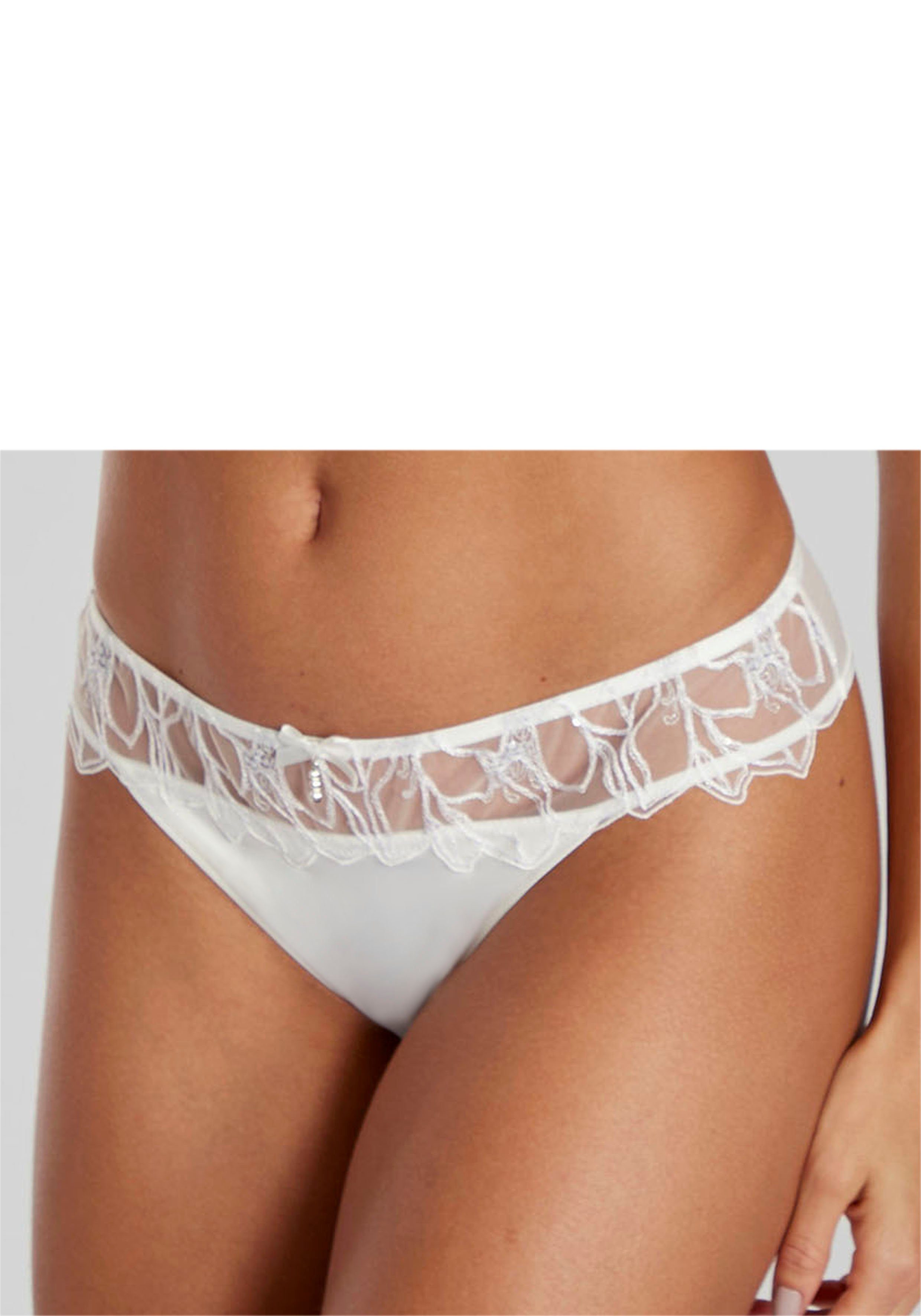LASCANA Tanga mit feiner Zierschleife und hübschem Glitzeraccessoire