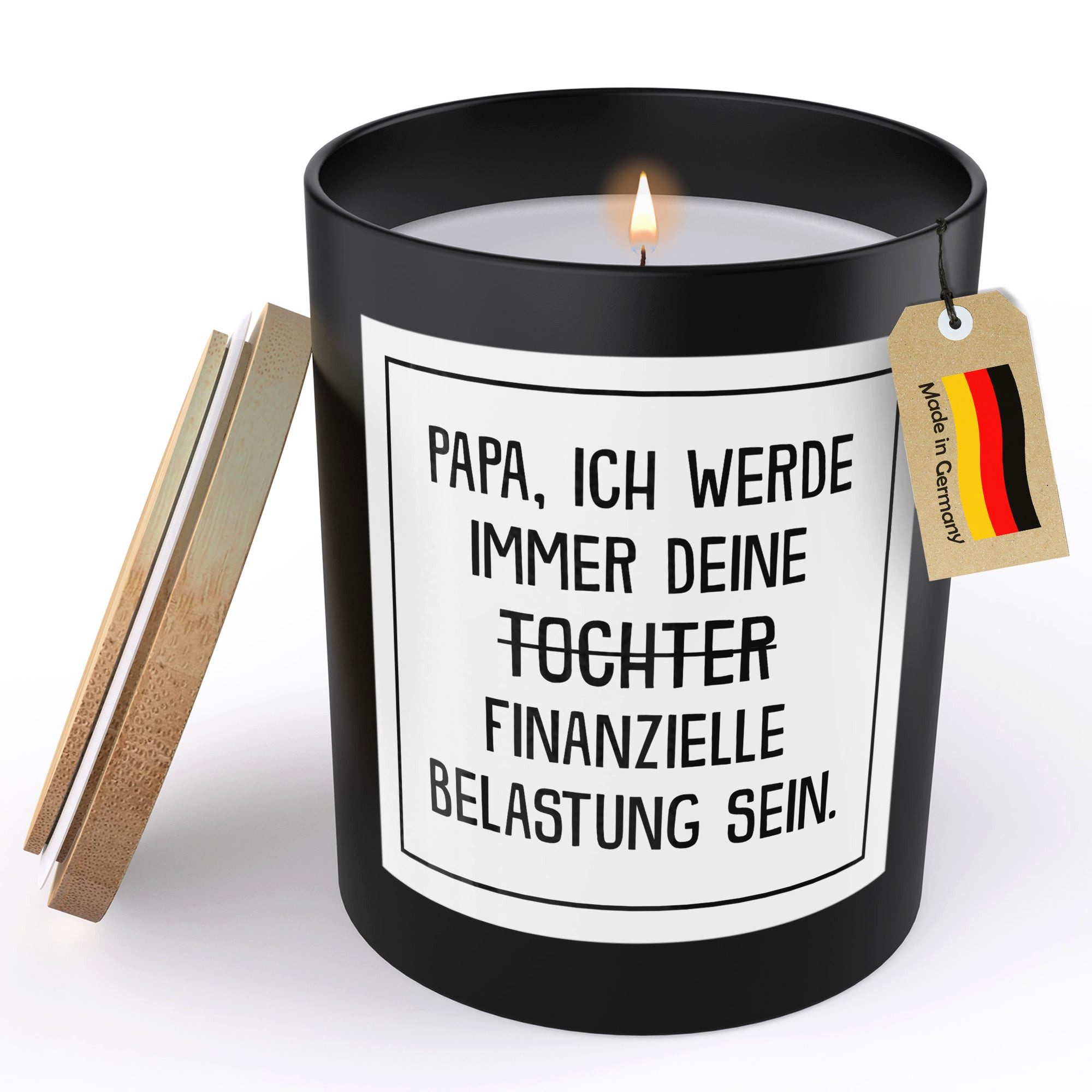 22Feels Duftkerze HANDGEMACHT Zitrus Papa Tochter Geschenk Vatertag Geburtstag Deko Glas, MADE IN GERMANY, Europäisches Sojawachs, Bambusdeckel und Glas, Vegan