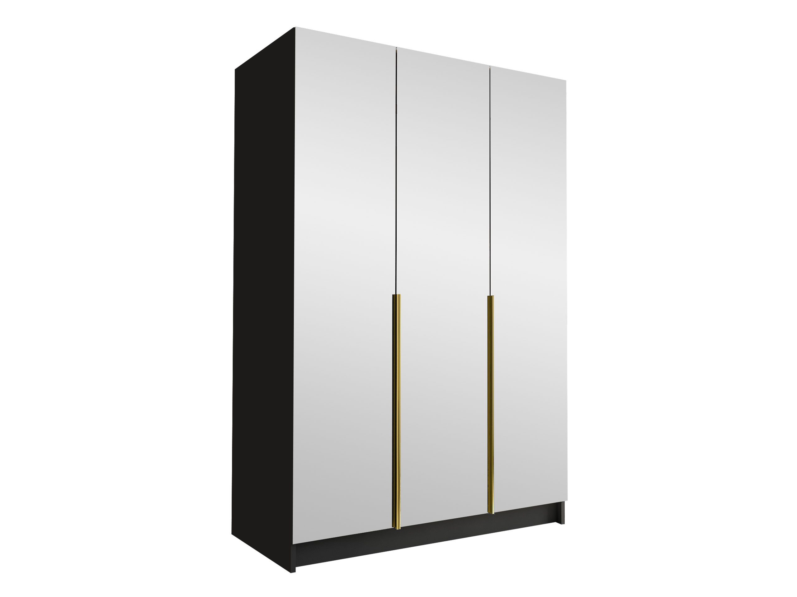 MIRJAN24 Kleiderschrank Calia III (mit drei Drehtüren) Kleiderstange, Metallgriffe, Frontspiegel