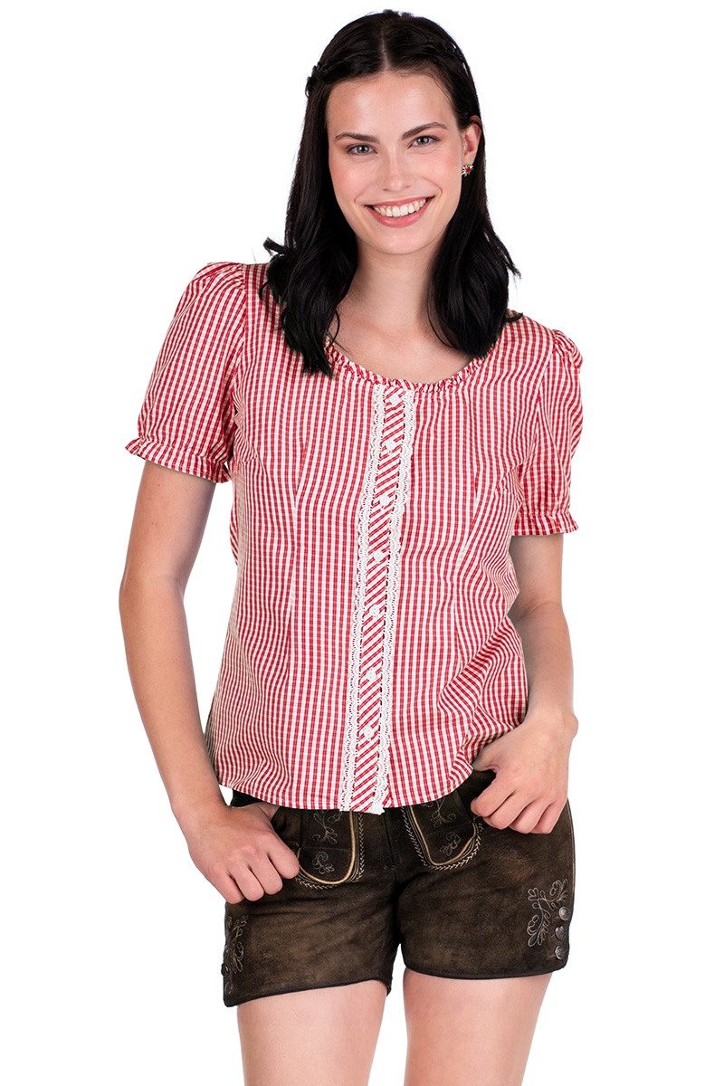 Spieth & Wensky Trachtenbluse Trachtenbluse - DOTTERBLUME - dunkelgrün, rot günstig online kaufen