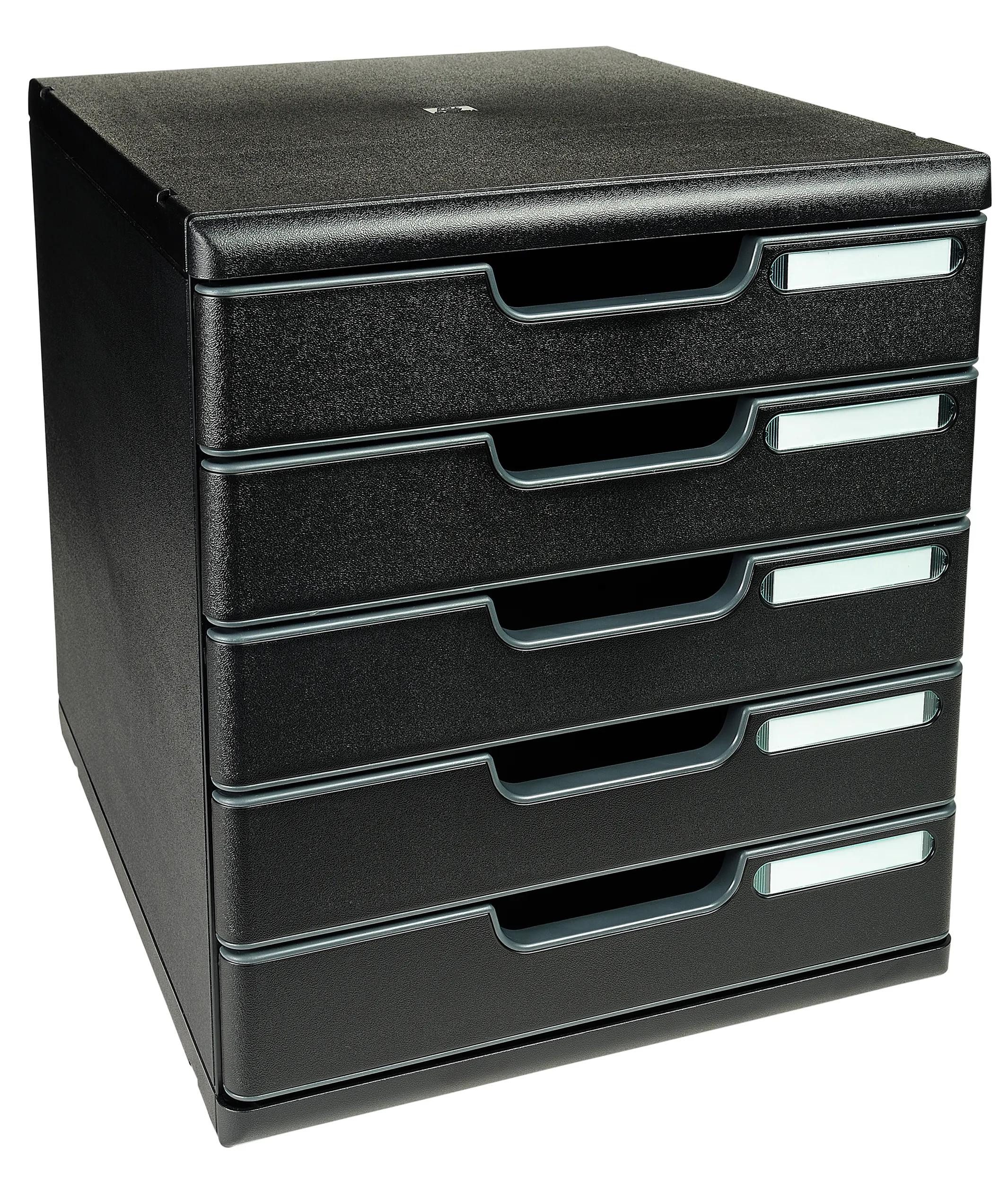 EXACOMPTA Schubladenbox Schubladenbox MODULO A4, 5 geschlossene Schubladen - Schwarz - 301414D, Schubladenboxen