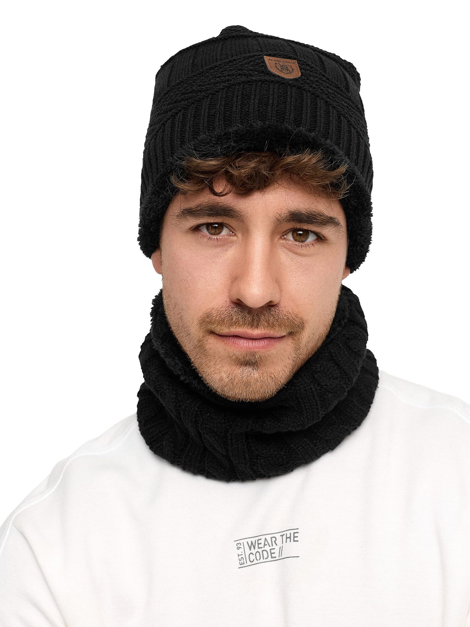 Indicode Strickmütze Herren Siracusa Strickmütze Herrenmütze Set (2-St) Set aus Mütze & Schal