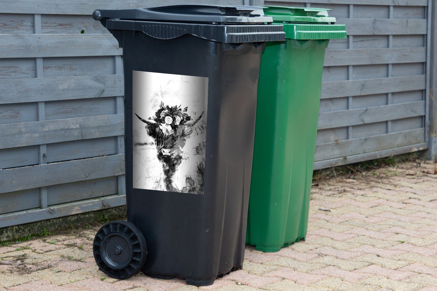 Highlanders Mülltonne, Darstellung - Ausdrucksstarke (1 Container, St), Abfalbehälter Wandsticker eines Mülleimer-aufkleber, schottischen Sticker, MuchoWow