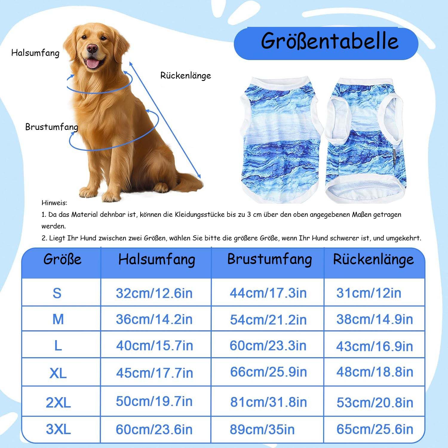 Ledander Hundeweste Kühlweste Hund, Atmungsaktiv Shirt Sommer Hundekostüm