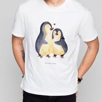 Mr. & Mrs. Panda T-Shirt Pinguin umarmend - Weiß - Geschenk, Damen, Verlobung, Junggesellenabs (1-tlg)