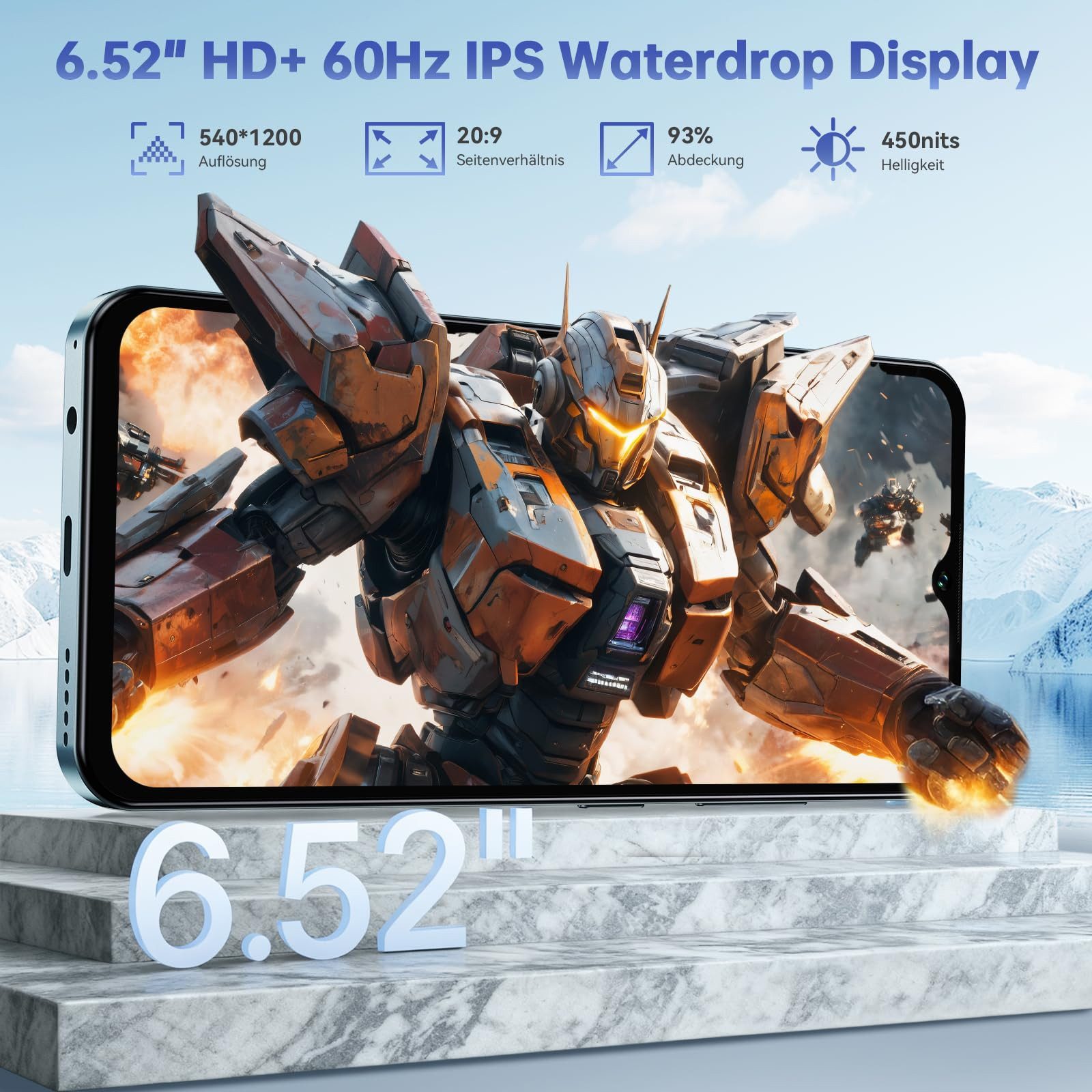 OUKITEL C5 Handy Ohne Vertrag, 5000mAh, 6.52" HD, Android 14 Smartphone (16,56 cm/6.52 Zoll, 128 GB Speicherplatz, 13 MP Kamera, 6,52'' Display, 16GB RAM 128GB ROM, GPS, OTG, 4G Dual SIM)