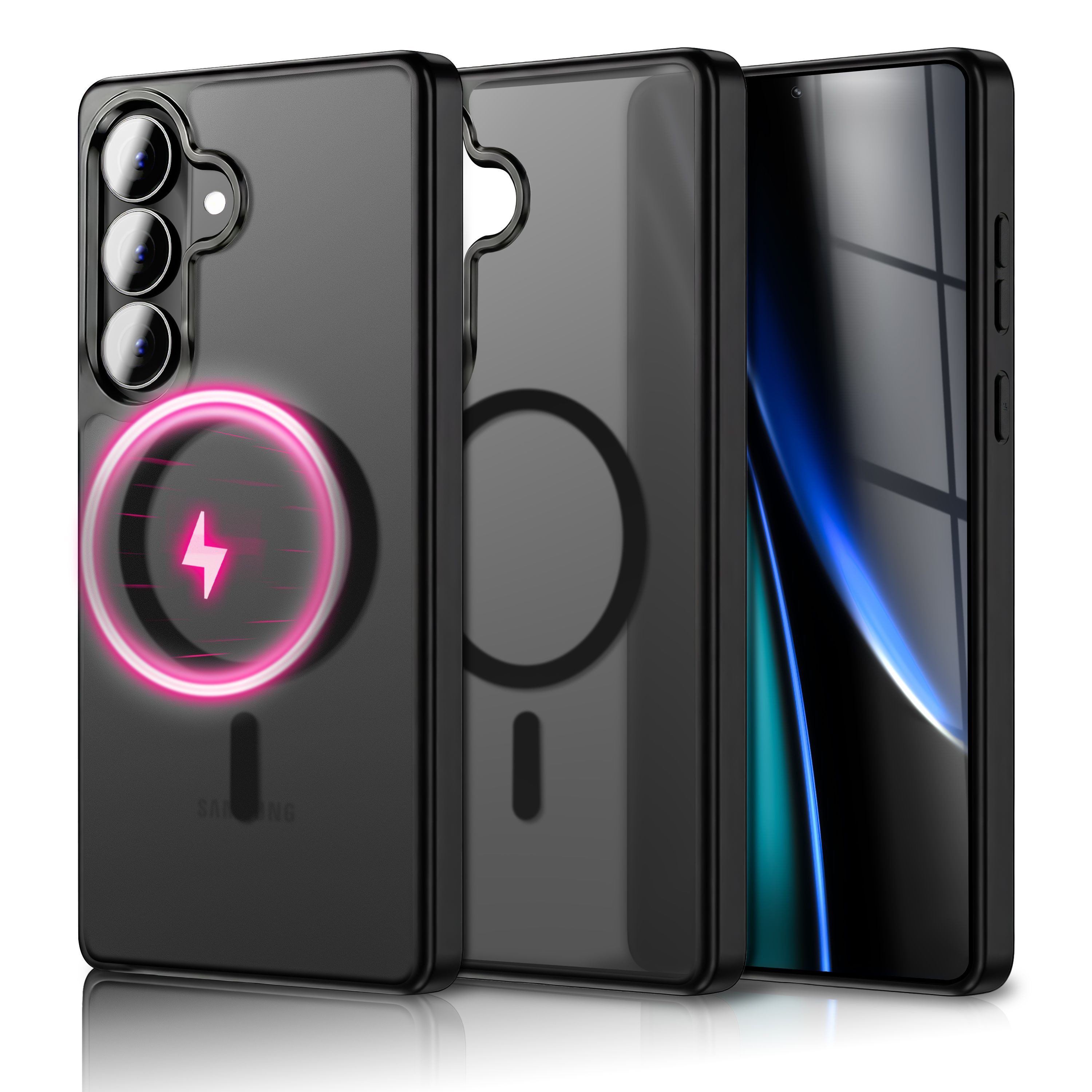 Nalia Smartphone-Hülle Samsung Galaxy S26 16 cm (6,3 Zoll), SLATE Case - MagSafe Magnetring, Smart-Cut Design & Seidenmatt