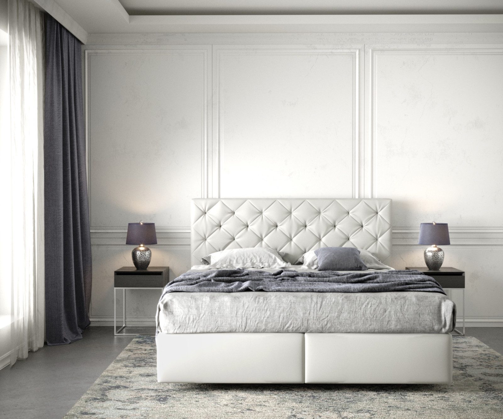 DELIFE Boxspringbett Dream-Great, Kunstleder Weiß 160x200 cm mit Matratze und Topper