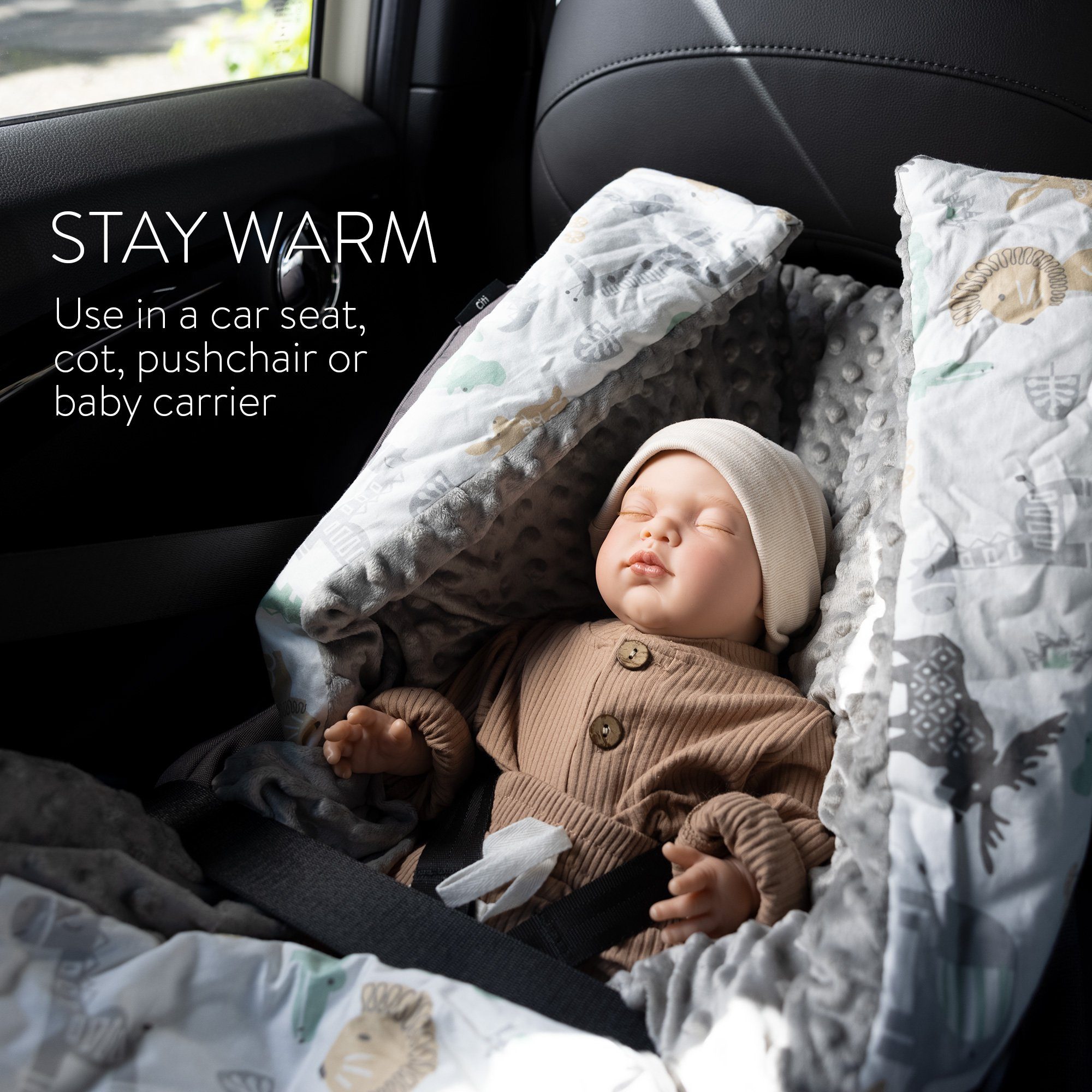 Einschlagdecke Decke für Babyschale - universal - Fußsack - Tierwelt Design günstig online kaufen