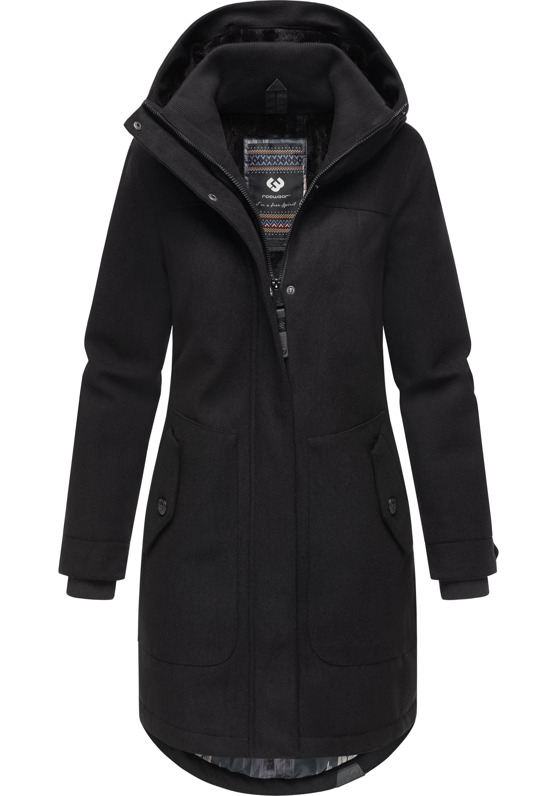 Ragwear Wintermantel Jannisa Coat Klassischer Damen Kurzmantel mit Kapuze