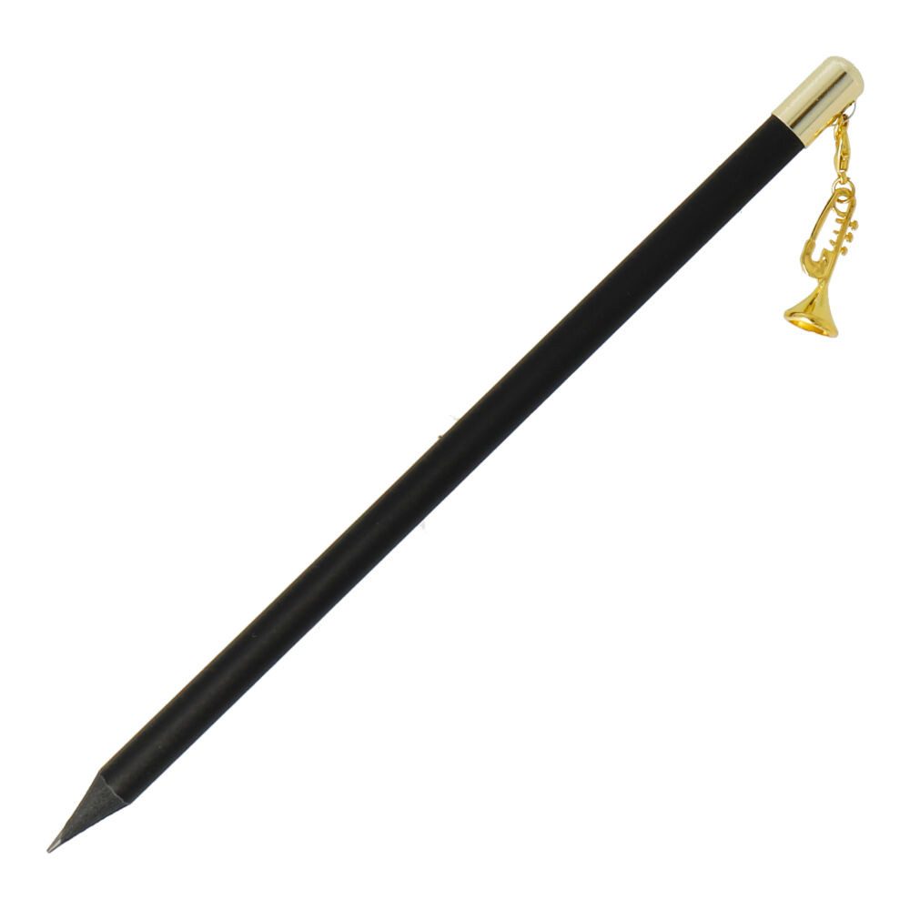mugesh Bleistift Bleistift schwarz mit goldenem Charm-Anhänger, für Musiker