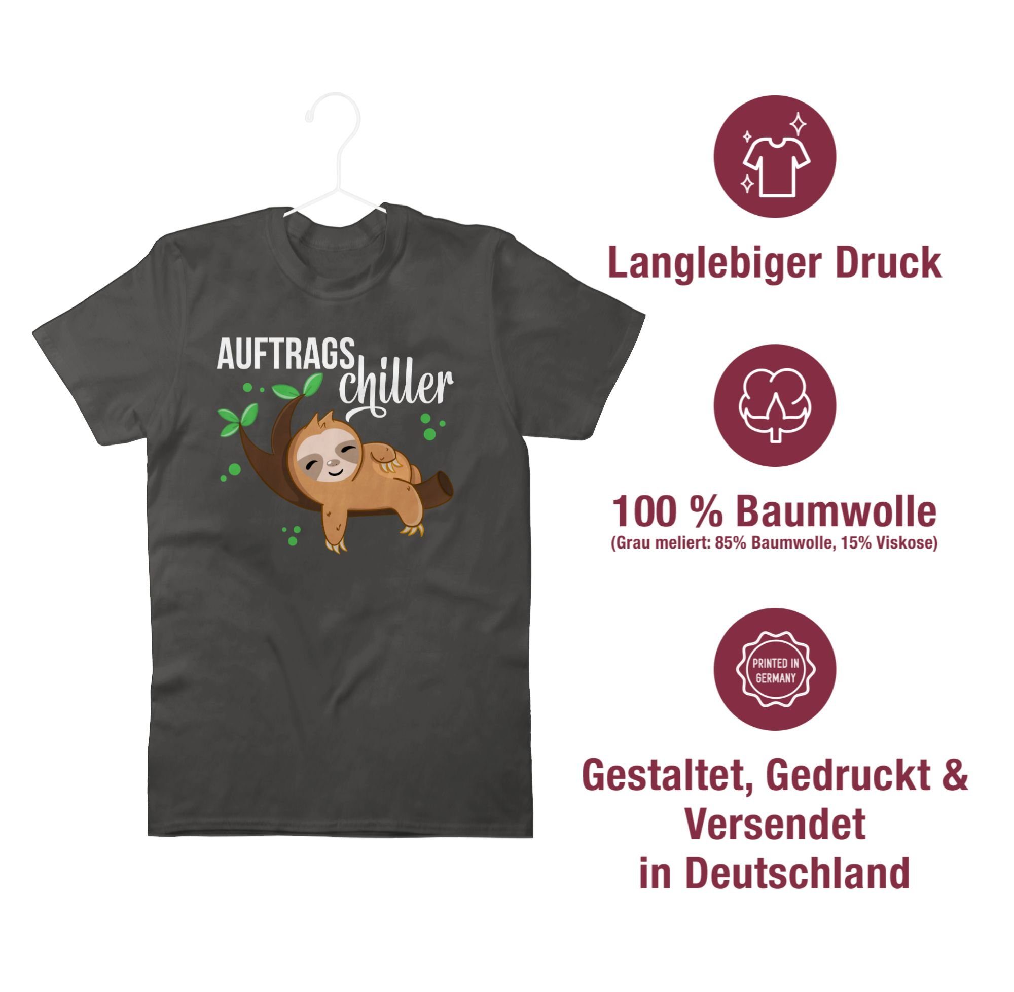 02 Zubehör Shirtracer weiß Dunkelgrau Auftragschiller Tiere Faultier mit T-Shirt