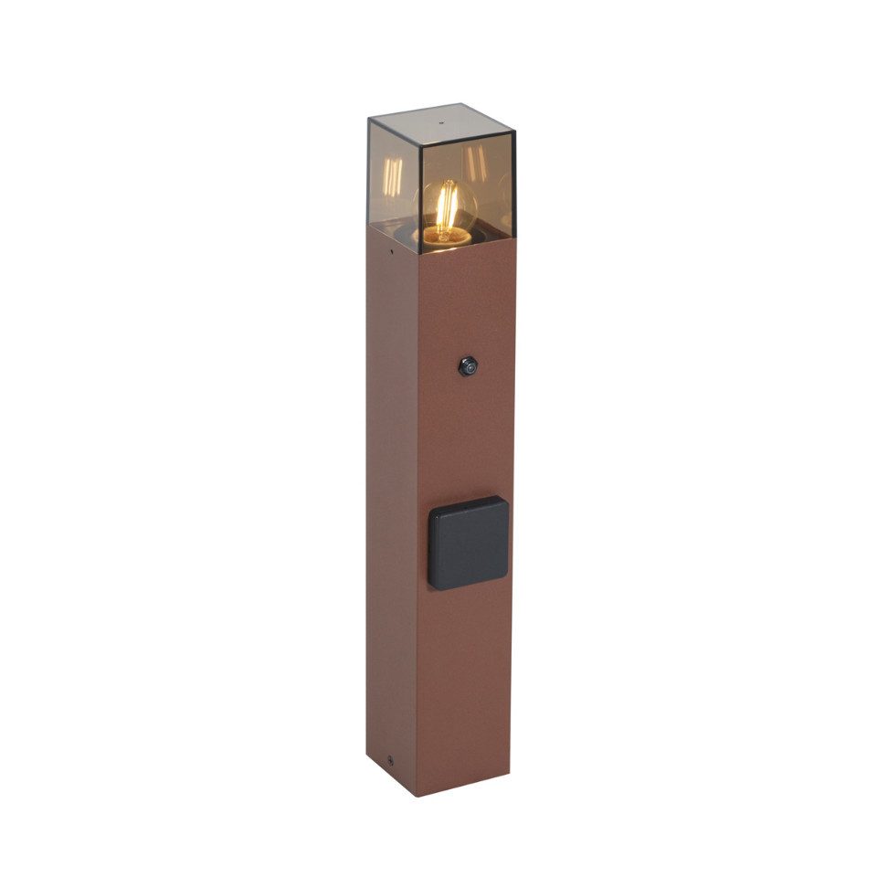 Qazqa Außen-Stehlampe Denmark, ohne Leuchtmittel, Warmweiß, QAZQA Außen­poller­leuchte, e27, Rostbraun, Aluminium, Industrie