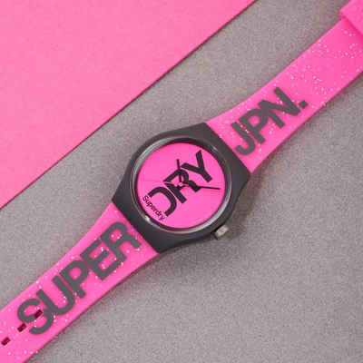 Superdry Quarzuhr, Damen Analog Quarz Uhr mit Silikon Armband SYL189PP