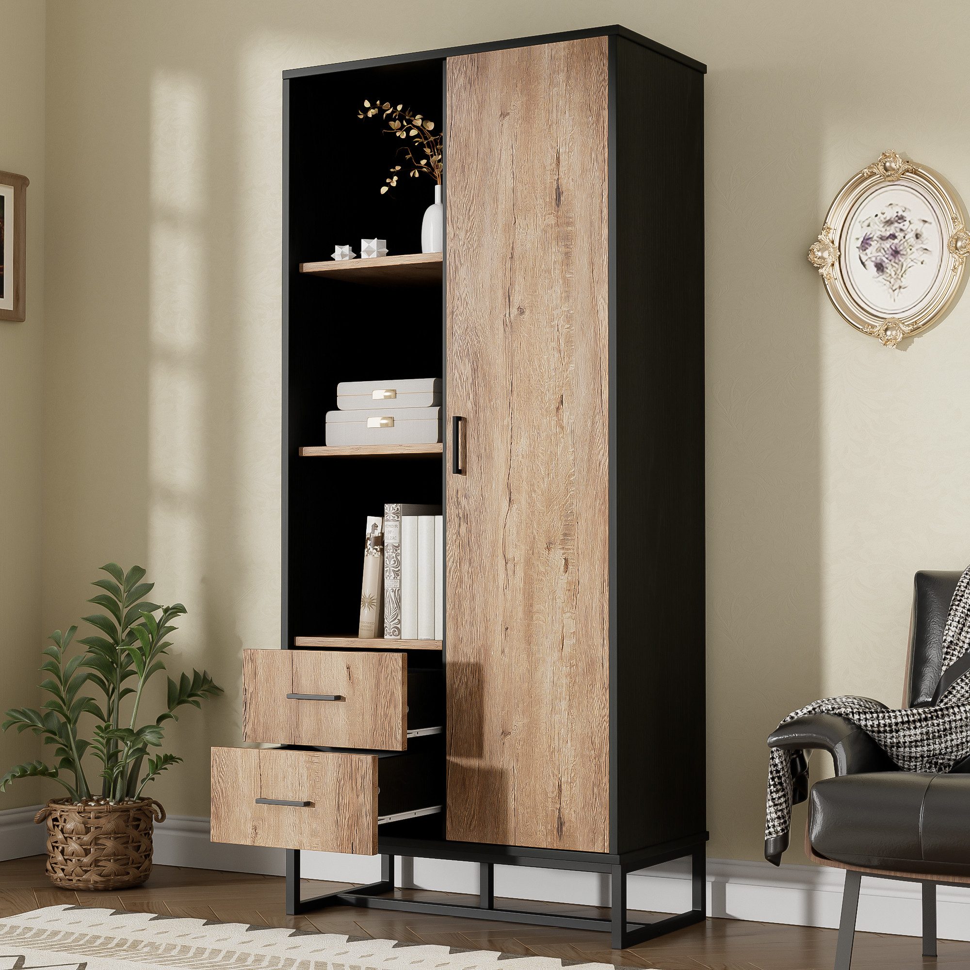 Flieks Highboard mit Tür, 2 Schubladen günstig online kaufen