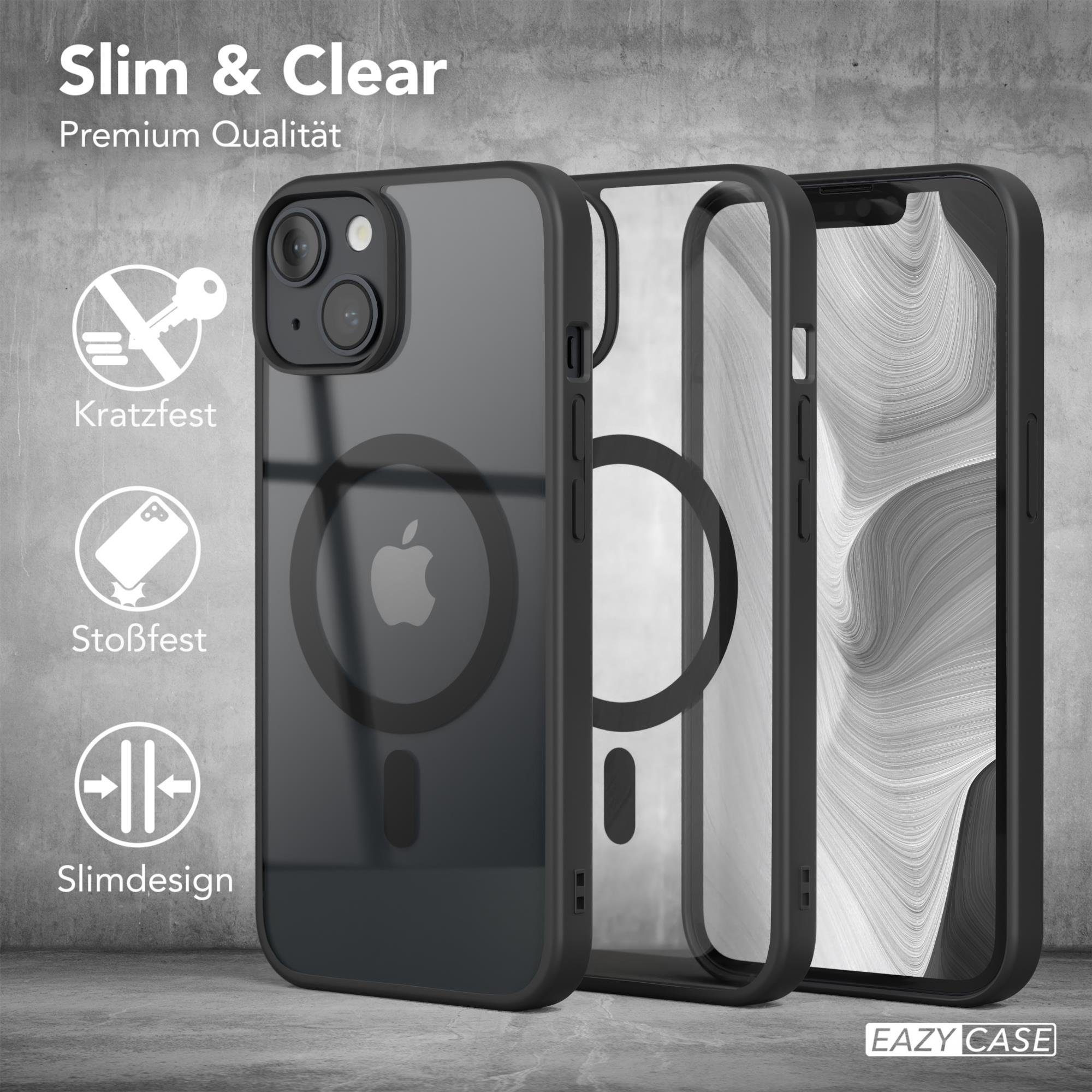 EAZY CASE Handyhülle Transparente Hülle mit MagSafe für iPhone 14 6,1 Zoll, Qi Charging kompatibel, Silicon Case, Slimcover Displayschutz, Schwarz – Bild 5 von 5