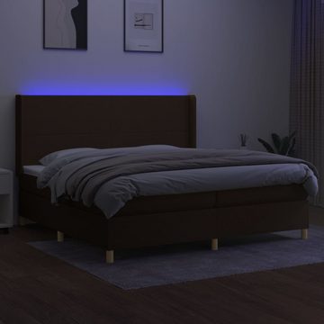vidaXL Bettgestell Boxspringbett mit Matratze LED Dunkelbraun 200x200 cm Stoff Bett Bett