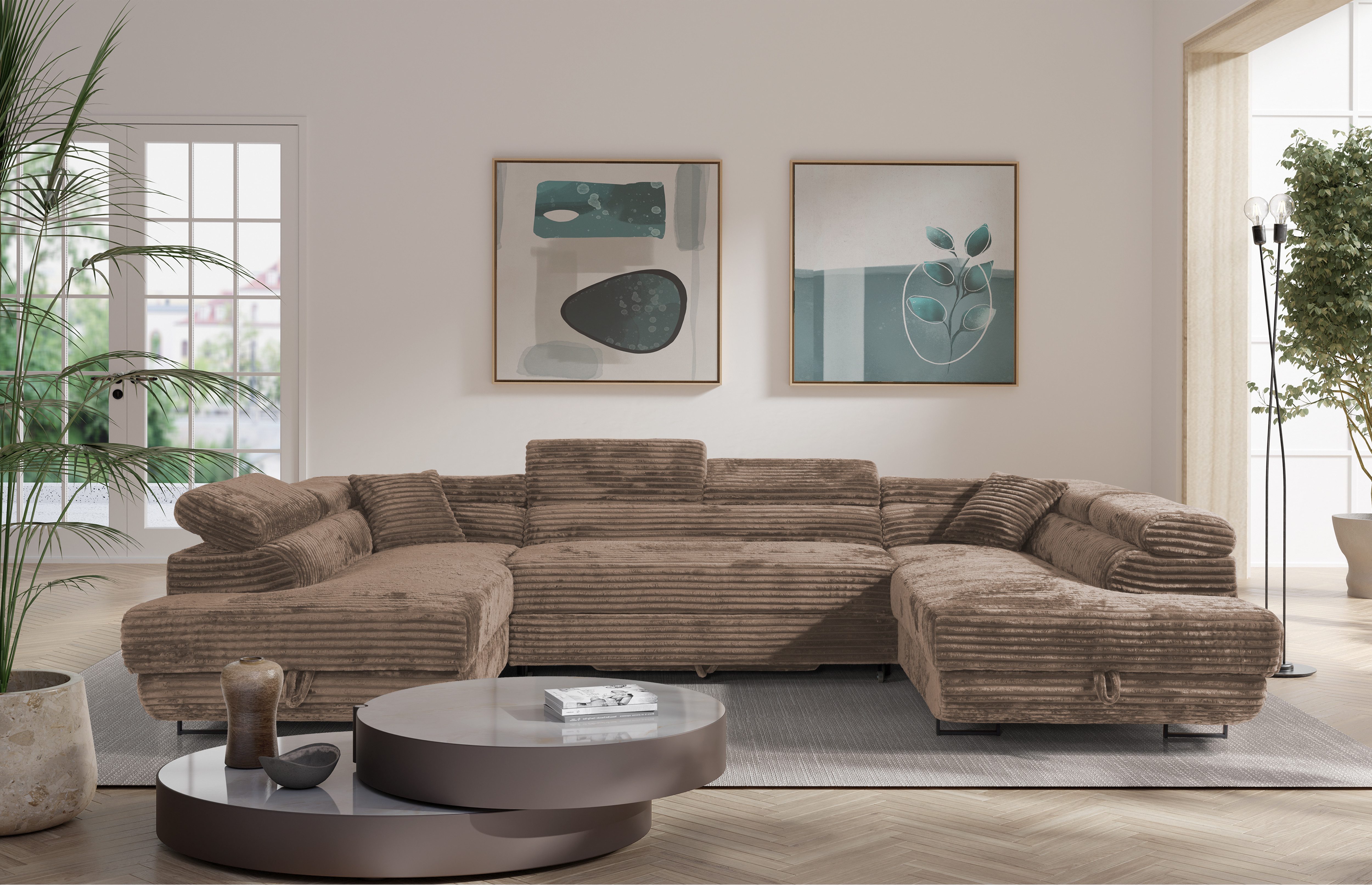KS Home Concept Ecksofa SERENA U mit Schlaffunktion und Bettkasten, Beige, günstig online kaufen