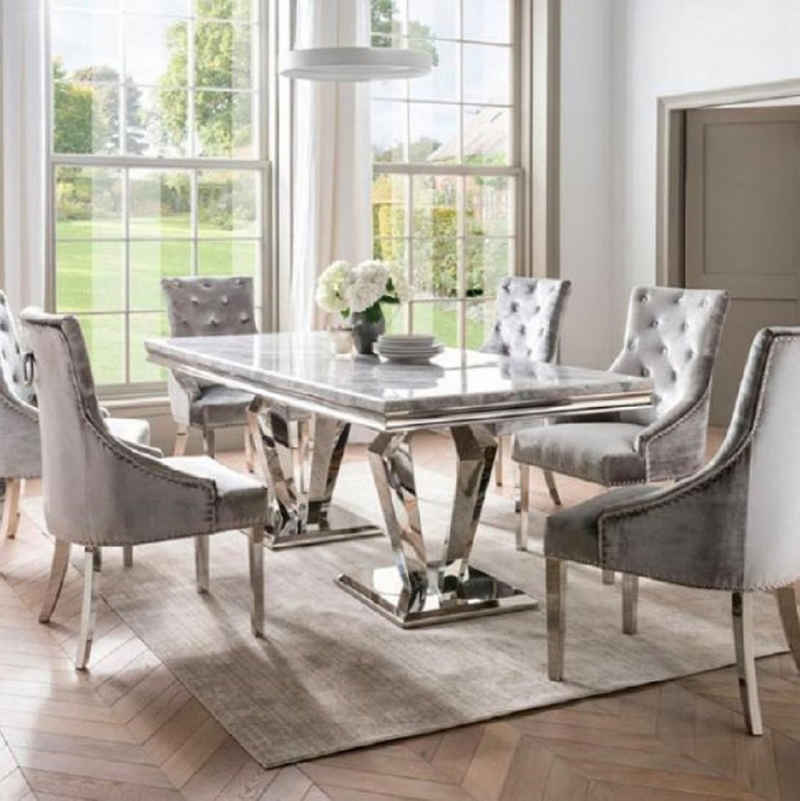 JVmoebel Esstisch, Esstisch Moderne Esszimmer Wohnzimmer Küche Tische Design Tisch Edelstahl Metall