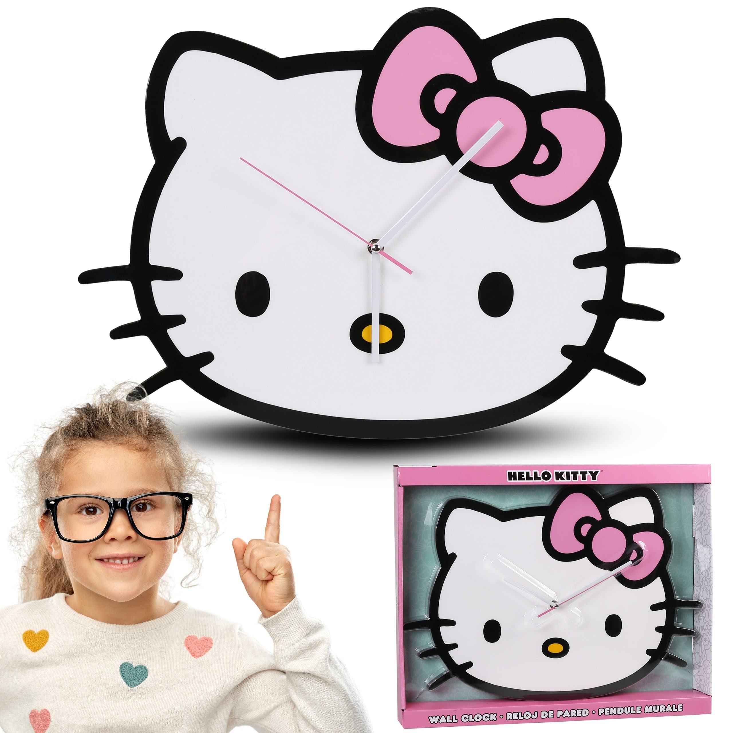 Sarcia.eu Wanduhr Hello Kitty Wanduhr XL, große analoge Uhr 50x35,5 cm fürs Kinderzimmer