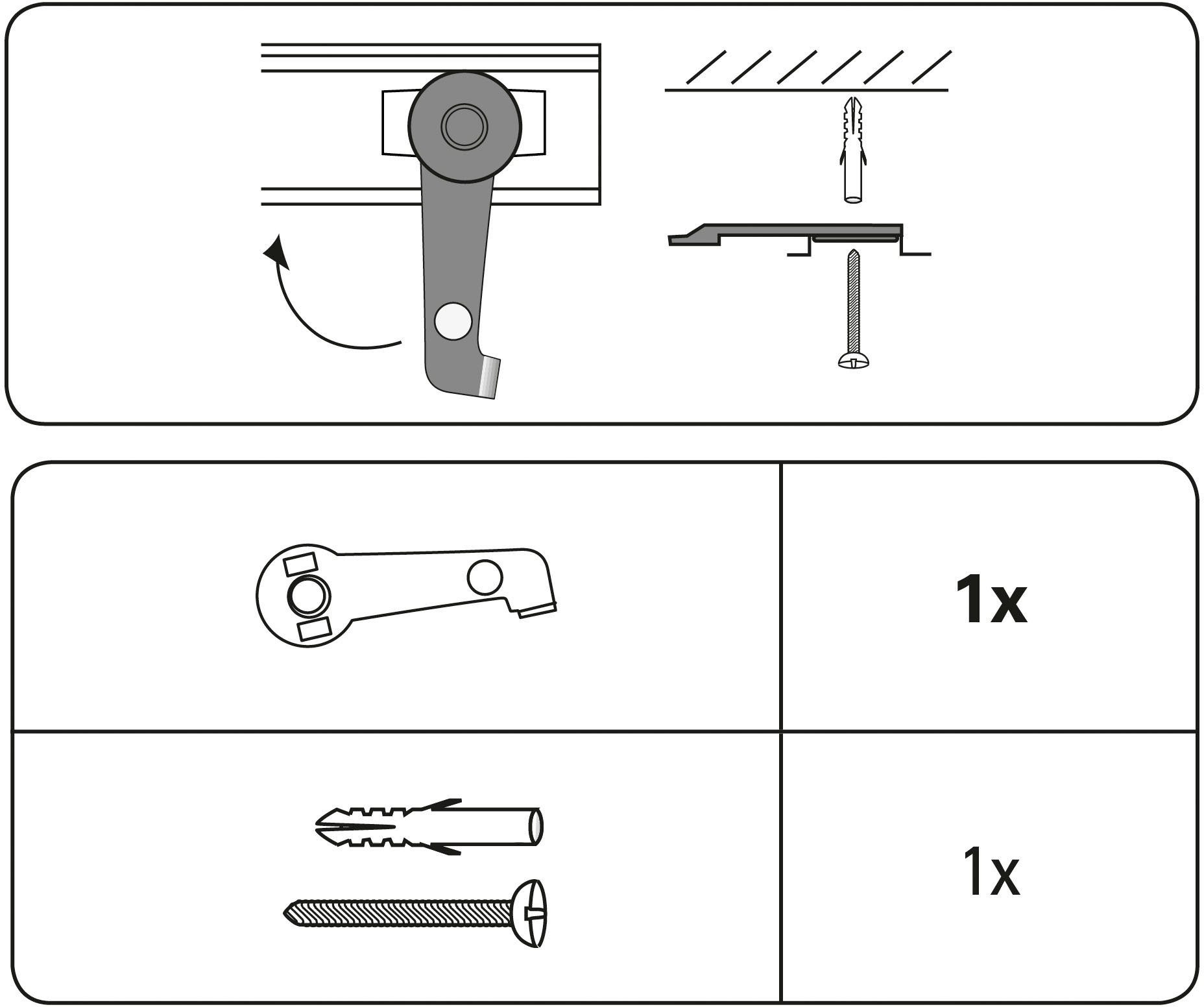 GARDINIA Gardinenstangenhalter Deckenträger, (2-St), Serie Aluminiumschiene 13 mm