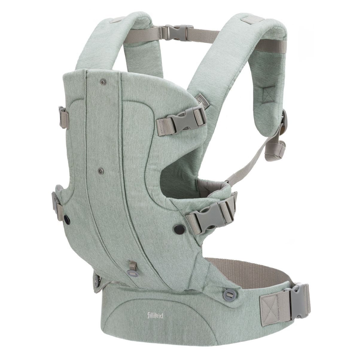 Fillikid Babytrage Pistazie, Kindertrage Rückentrage Bauchtrage für Babys & Kleinkinder (3,5-15 kg)