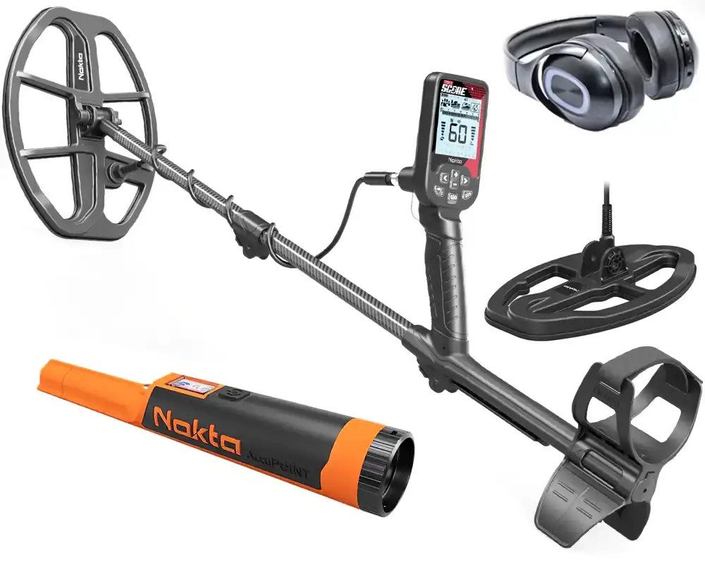 Nokta Metalldetektor Nokta Triple Score mit Kopfhörern, 2 Suchspulen + AccuPOINT LITE