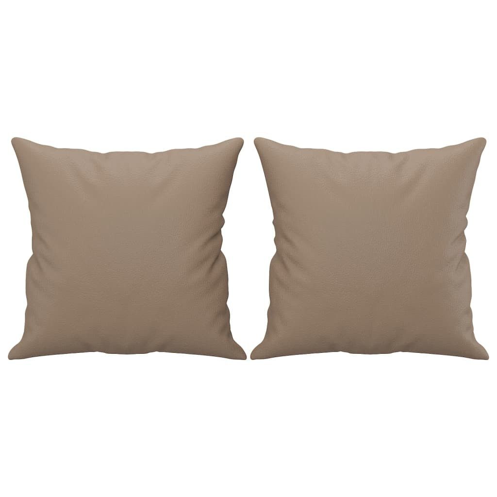 vidaXL Zierkissen Zierkissen 2 Stk. Cappuccino-Braun 40x40 cm Kunstleder, (1 St)