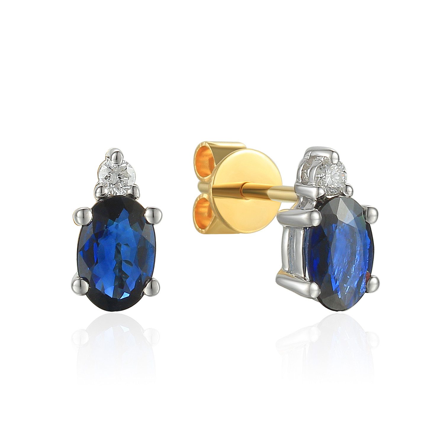 Paar Ohrhänger 585er Gelbgold Ohrstecker Saphir und Diamanten