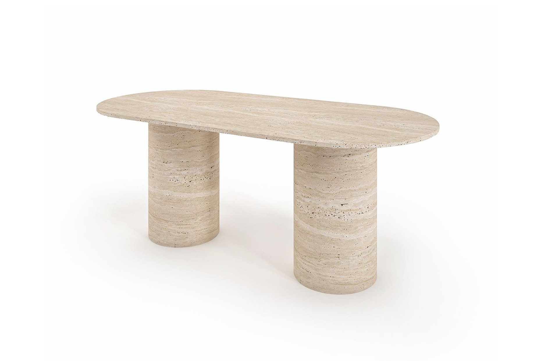 Bermo Home Esstisch Moderner und großer Esstisch 180*90 cm aus echtem Travertin Naturstein (1 Esstisch), komplett aus echtem Travertin gefertigt