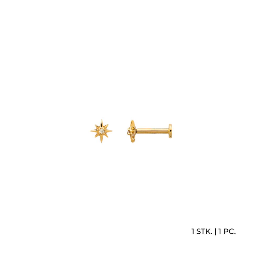 XENOX Single-Ohrstecker XG14K8009G, zarter Stern mit Zirkonia in der Mitte
