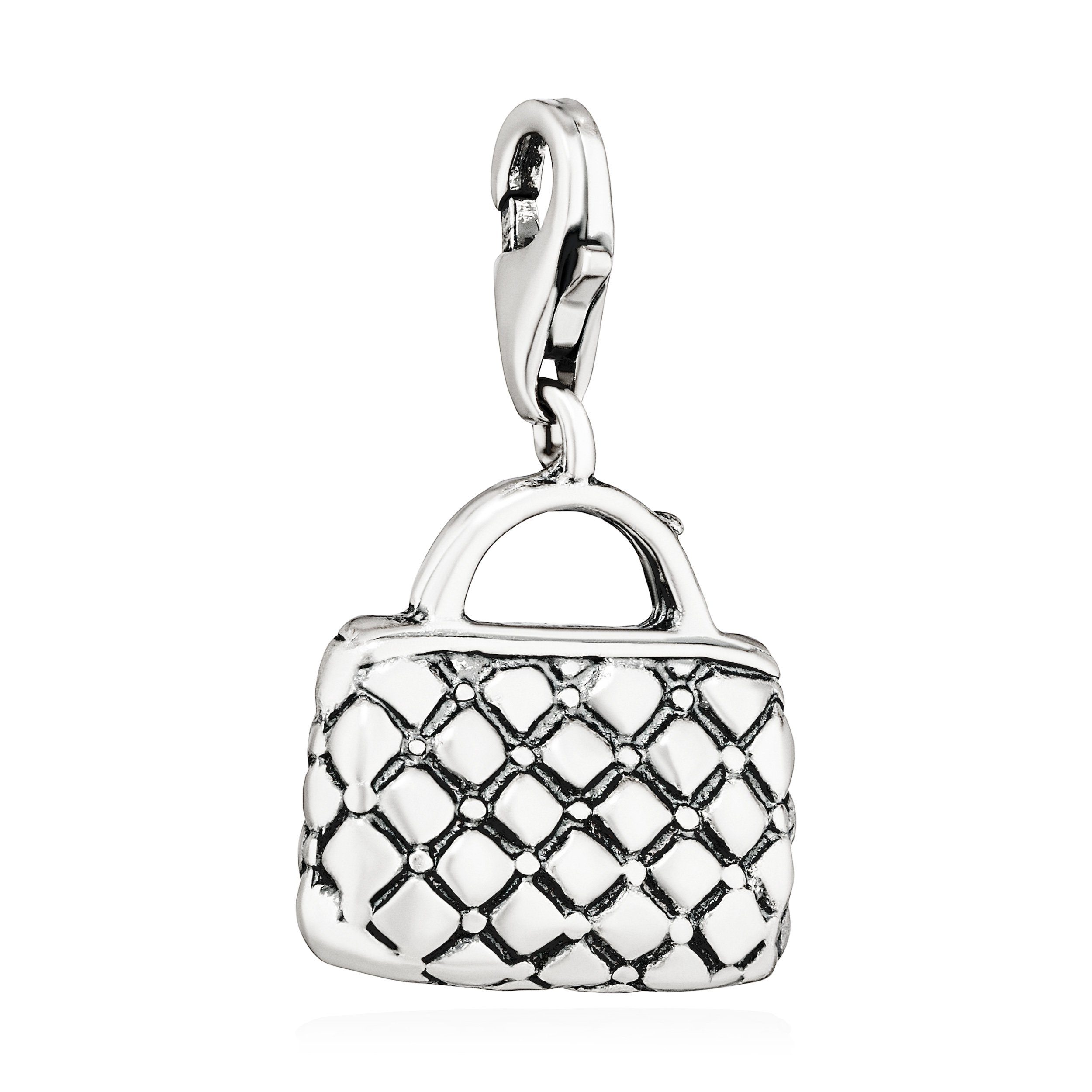 Damen Charm-Anhänger Silb Silber antik Kettenanhänger 925 Shopping Handtasche 16x14mm NKlaus