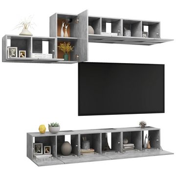 vidaXL Kleiderschrank 7-tlg TV-Schrank-Set Betongrau Spanplatte