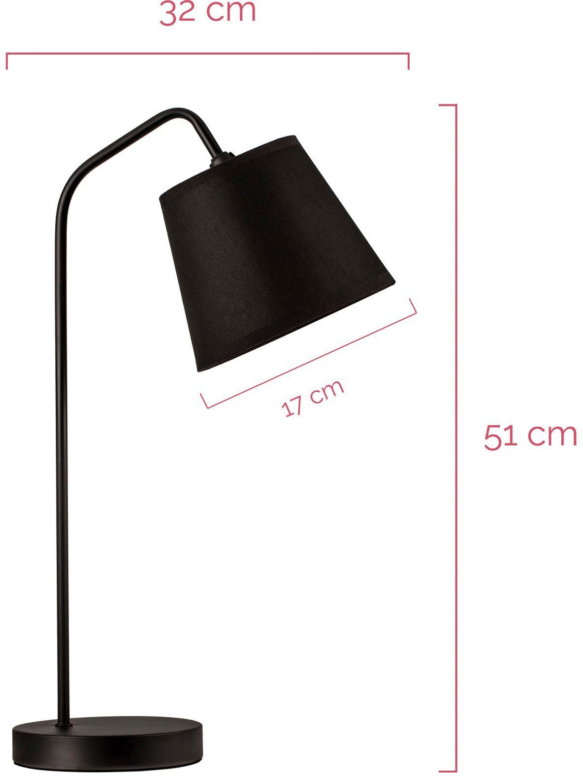 Stoffschirm ohne Elegance, Schreibtischlampe Schwarz Pauleen E14, True Leuchtmittel,