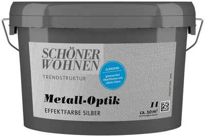 SCHÖNER WOHNEN-Kollektion Wandfarbe »Metall-Optik Effektfarbe«, 1 Liter, silber, glänzende Effektfarbe für metallischen Look