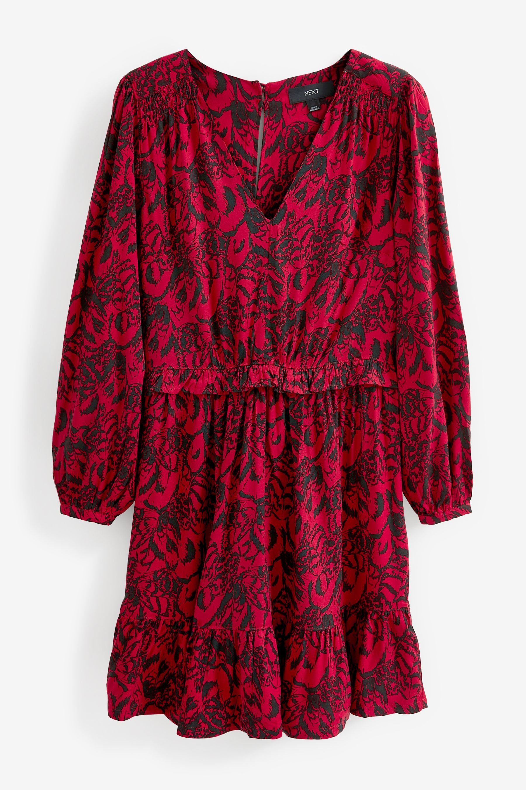 Next Minikleid Langärmeliges Minikleid mit V-Ausschnitt, günstig online kaufen