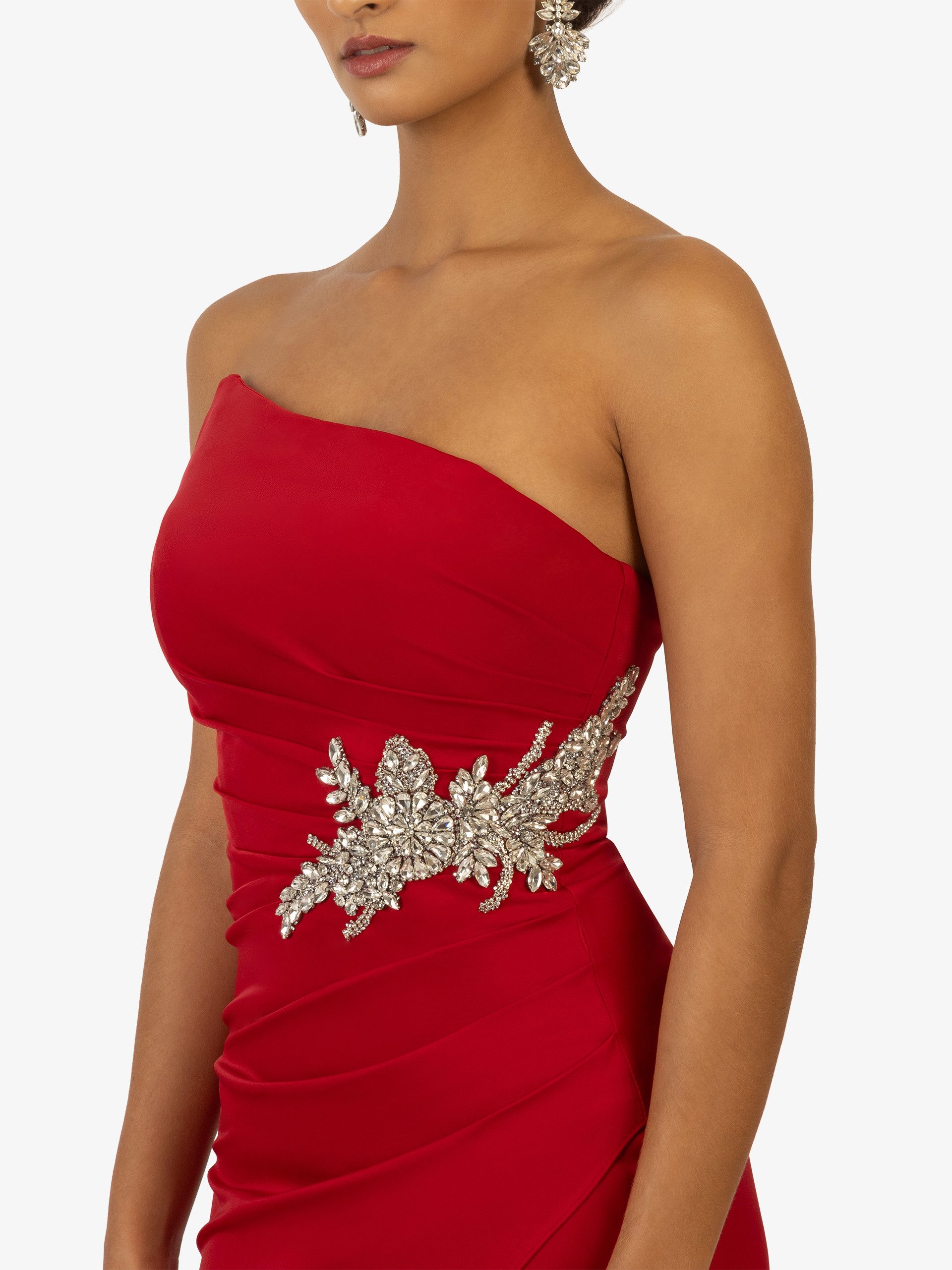 Kraimod Abendkleid mit Schnürrücken und Schlitz