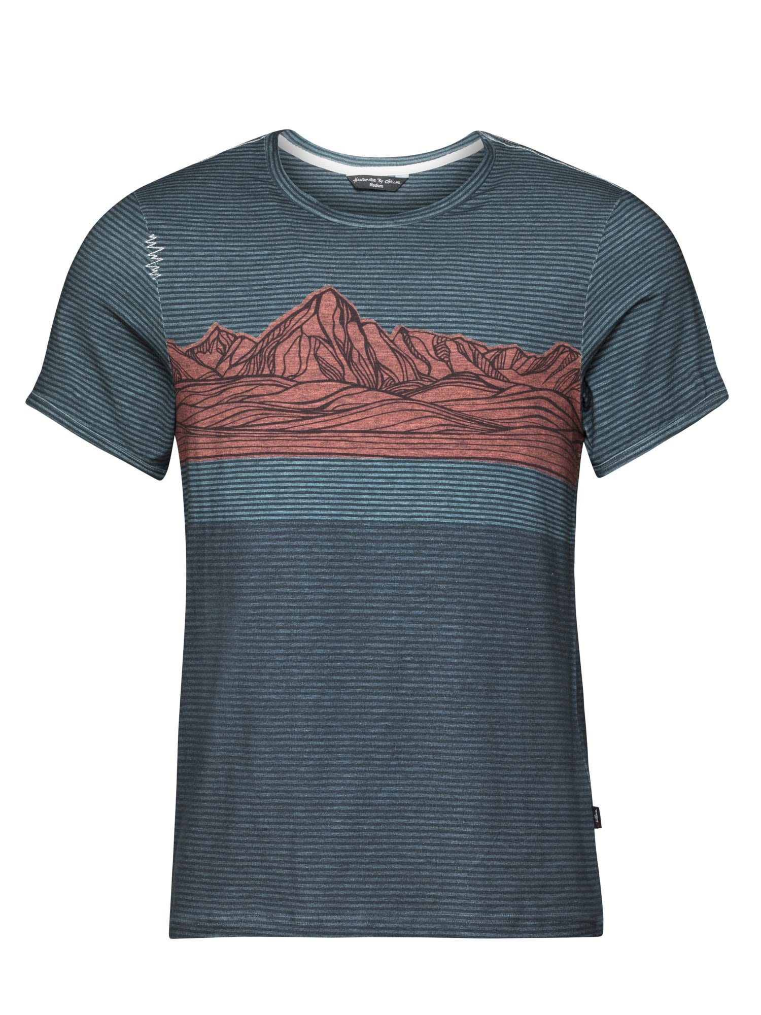 Chillaz T-Shirt Chillaz M Mountain Stripes T-shirt Herren Blue - Red