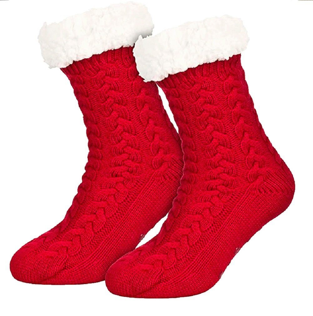 Kuschelsocken Heat Booster Hüttensocken mit flauschig weichem Teddystoff Zopf
