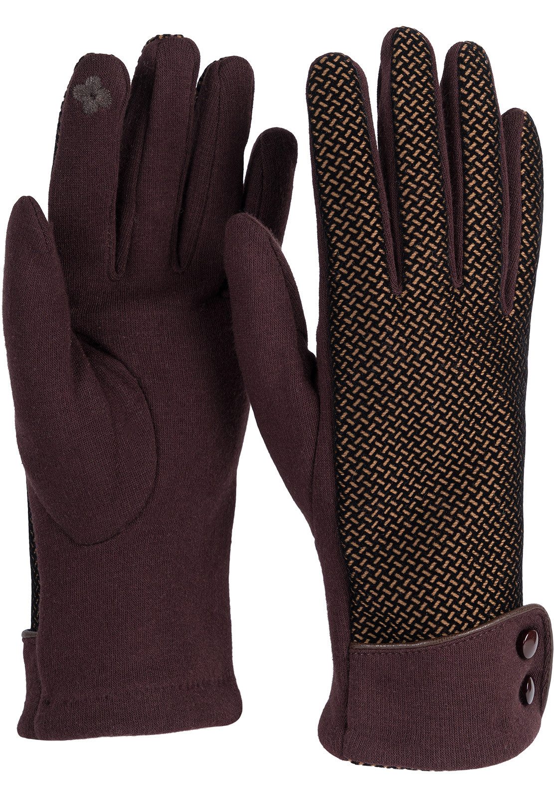 styleBREAKER Baumwollhandschuhe Touchscreen Handschuhe mit weichem Riffel Muster (1-St)