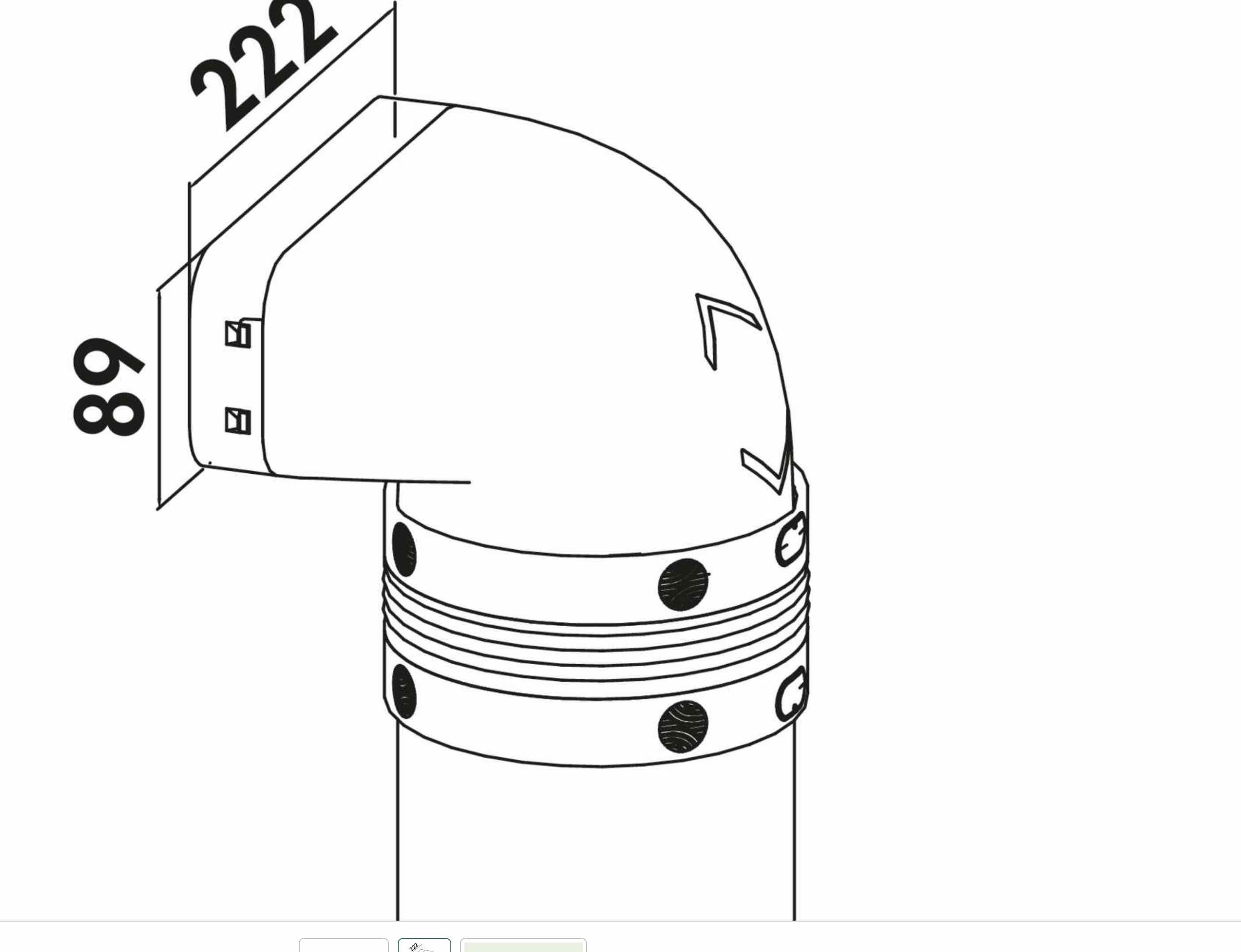 Naber Lüftungsschacht NABER P-URX 150 Umlenkstück 90° mit Flexkanal, L 500 mm, hellgrau