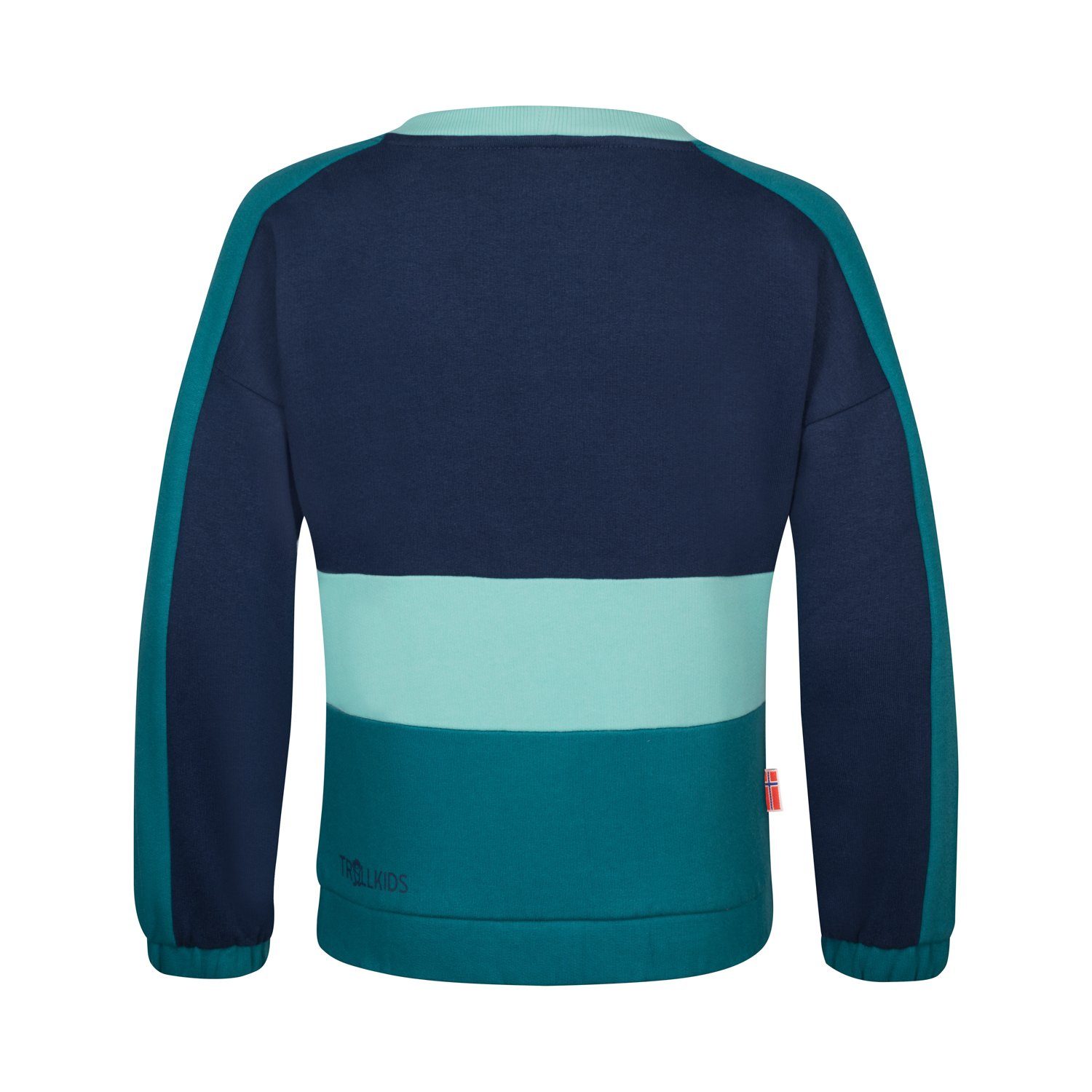 Marine/Teal-Blau/Wasserblau Sweatshirt Verdal TROLLKIDS Bio-Baumwolle